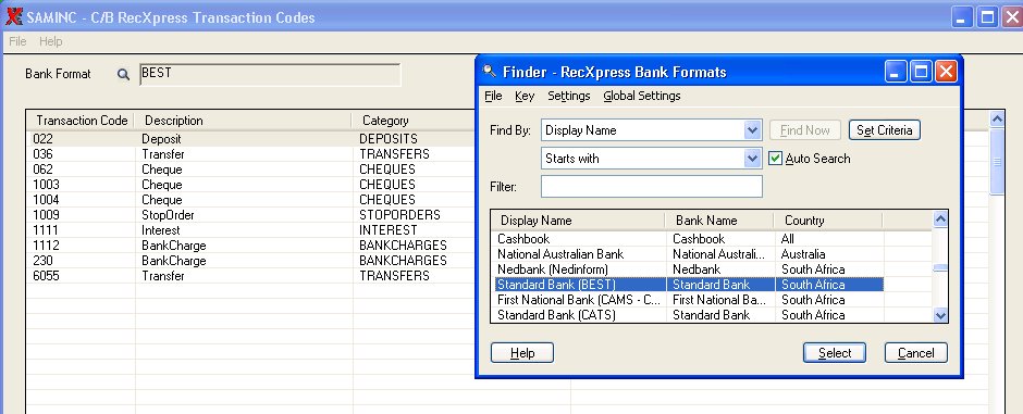 Transaction Codes